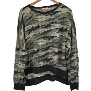 Spring Haze slouchy green camp waffle knit top  size medium